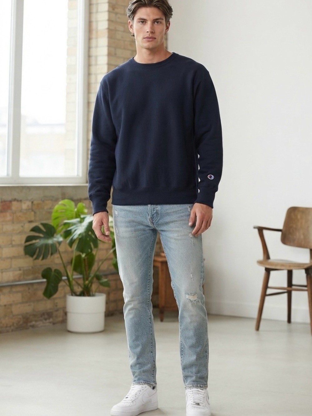 Vintage Champion Reverse Weave Sweatshirt Navy Blue XL Crewneck Expansion Gusset
